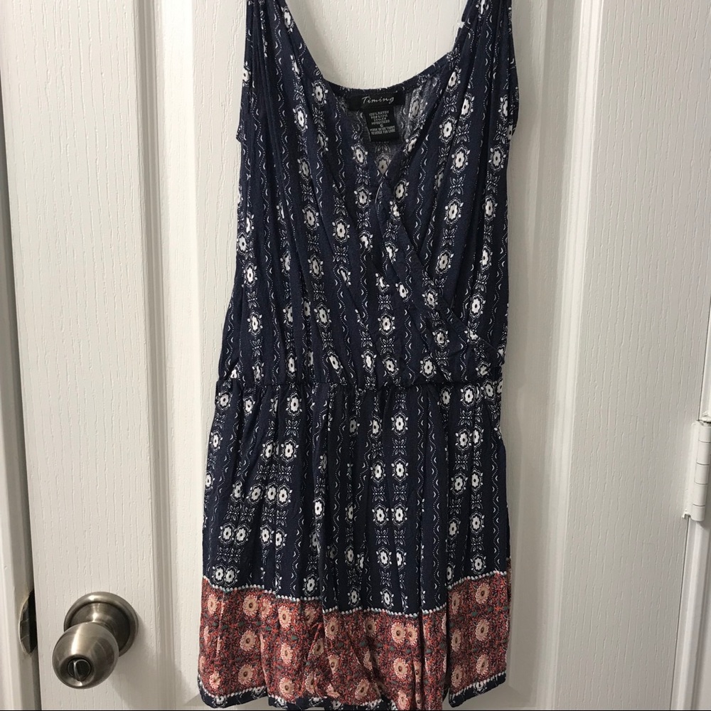 Navy and Peach Romper